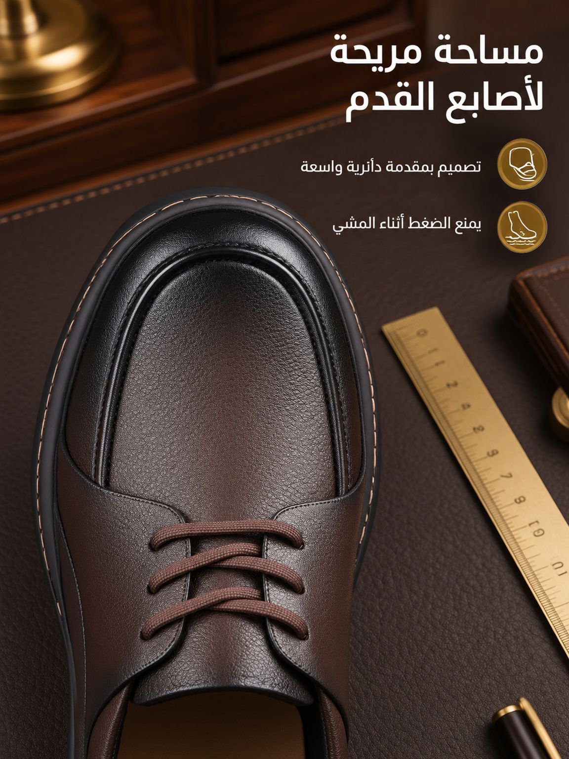 【مصنوع يدويًا بالكامل】حذاء رجالي بتصميم من الجلد المتداخل، برأس واسع ومريح للقدم