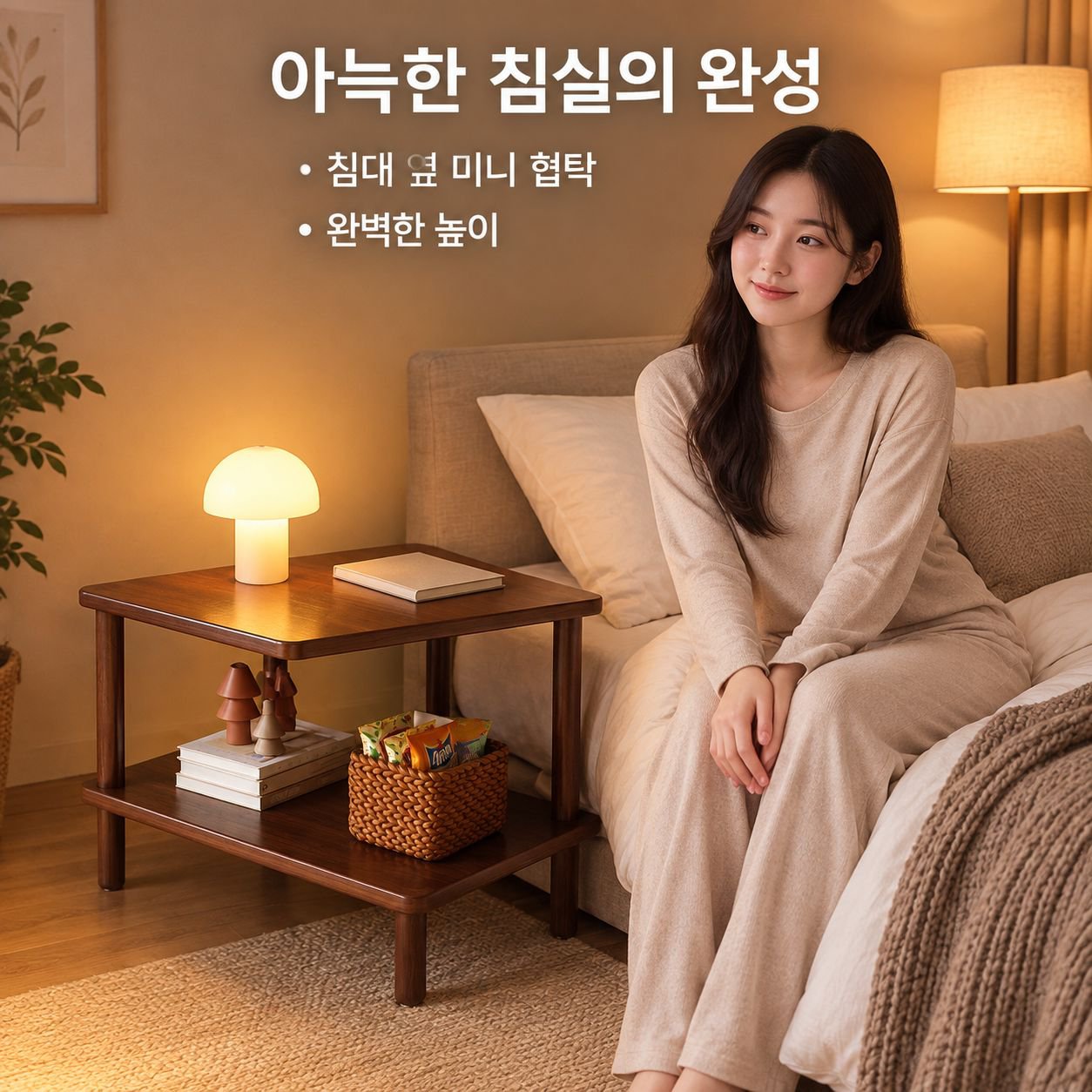 2단 소형 사각 테이블