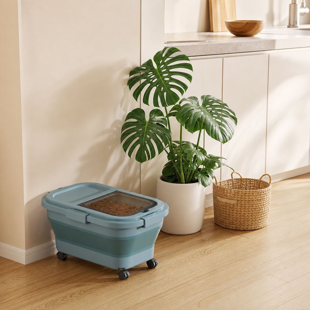 Easy-to-clean foldable food storage bin