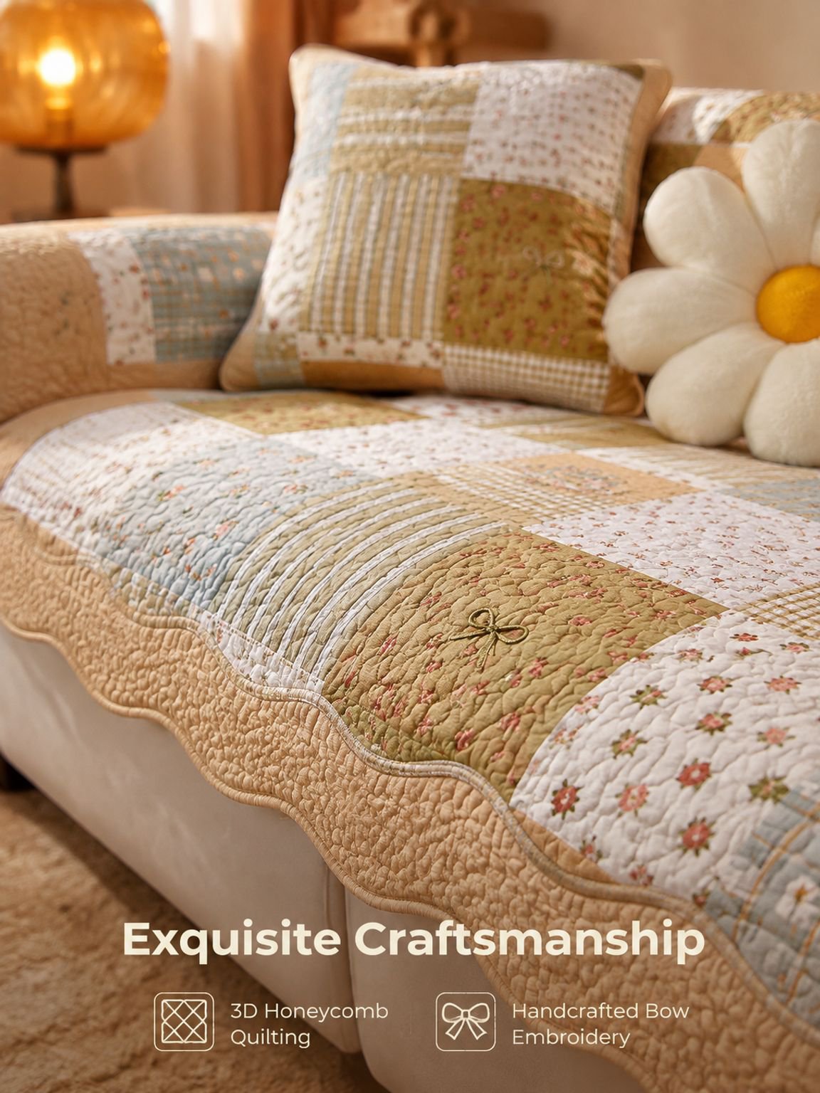 Farmhouse cotton fabric sofa cushion suitable for all seasons