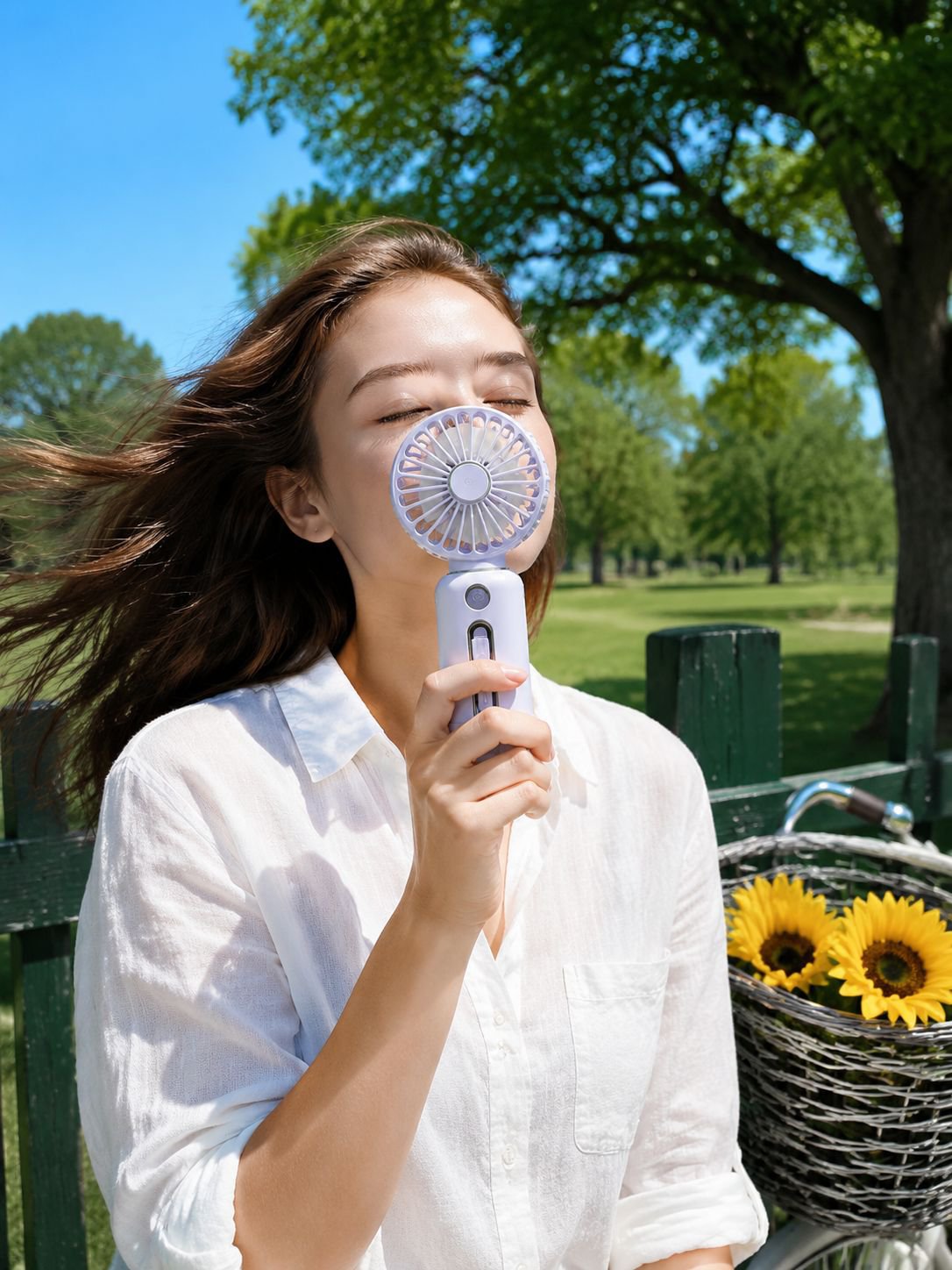 Rechargeable 10,000 mAh Handheld Mini Fan with Digital Display