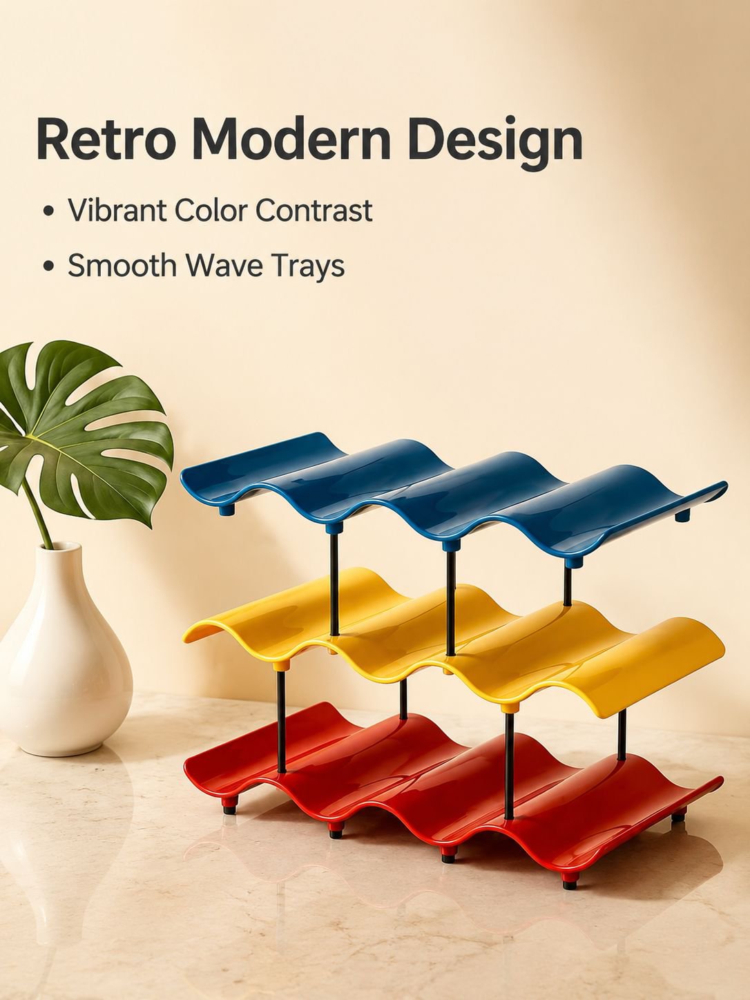Wave-Shaped Cup Organizer Shelf