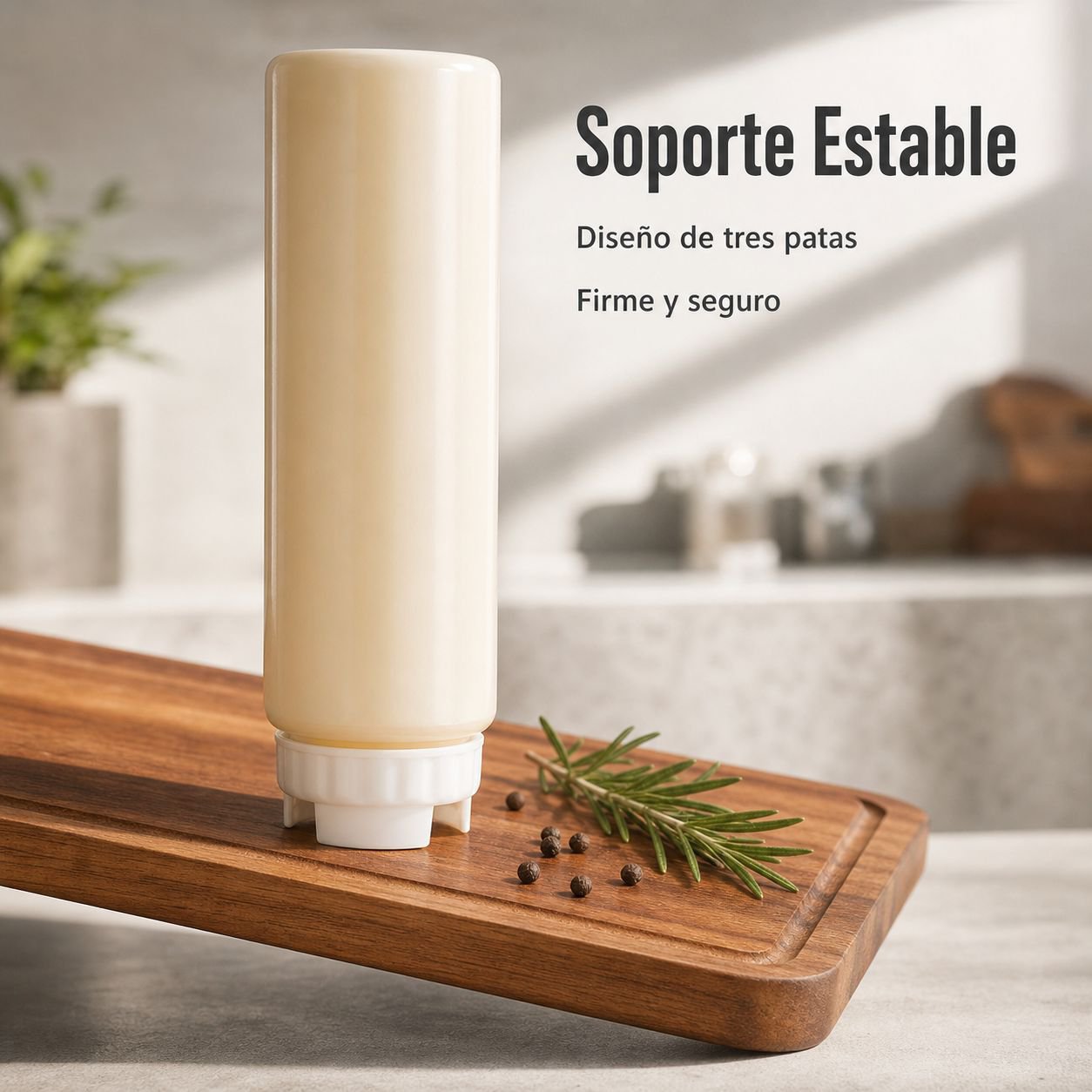 Vista superior de la botella exprimible con doble boquilla