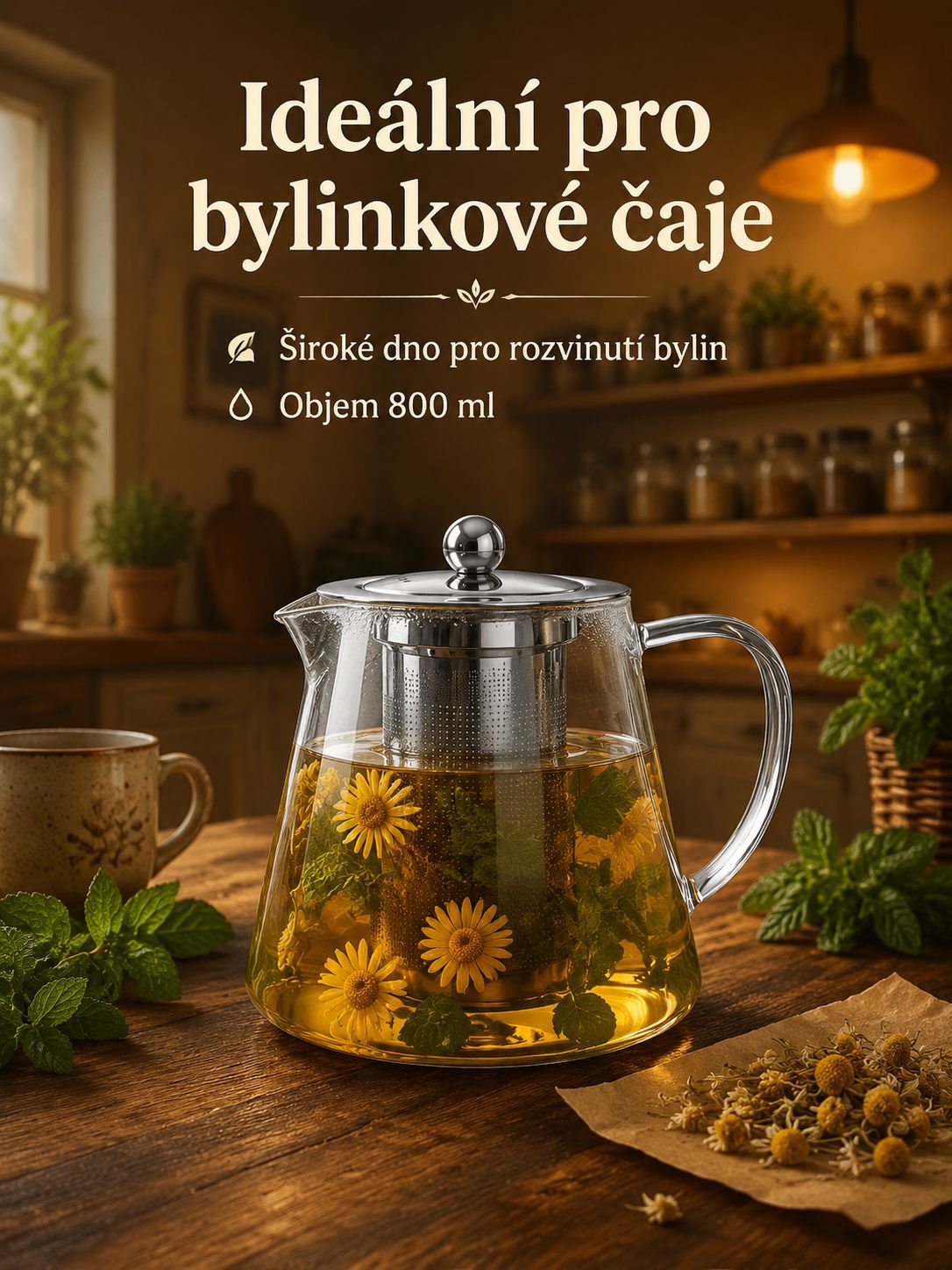 Tlustěná skleněná konvice na květiny