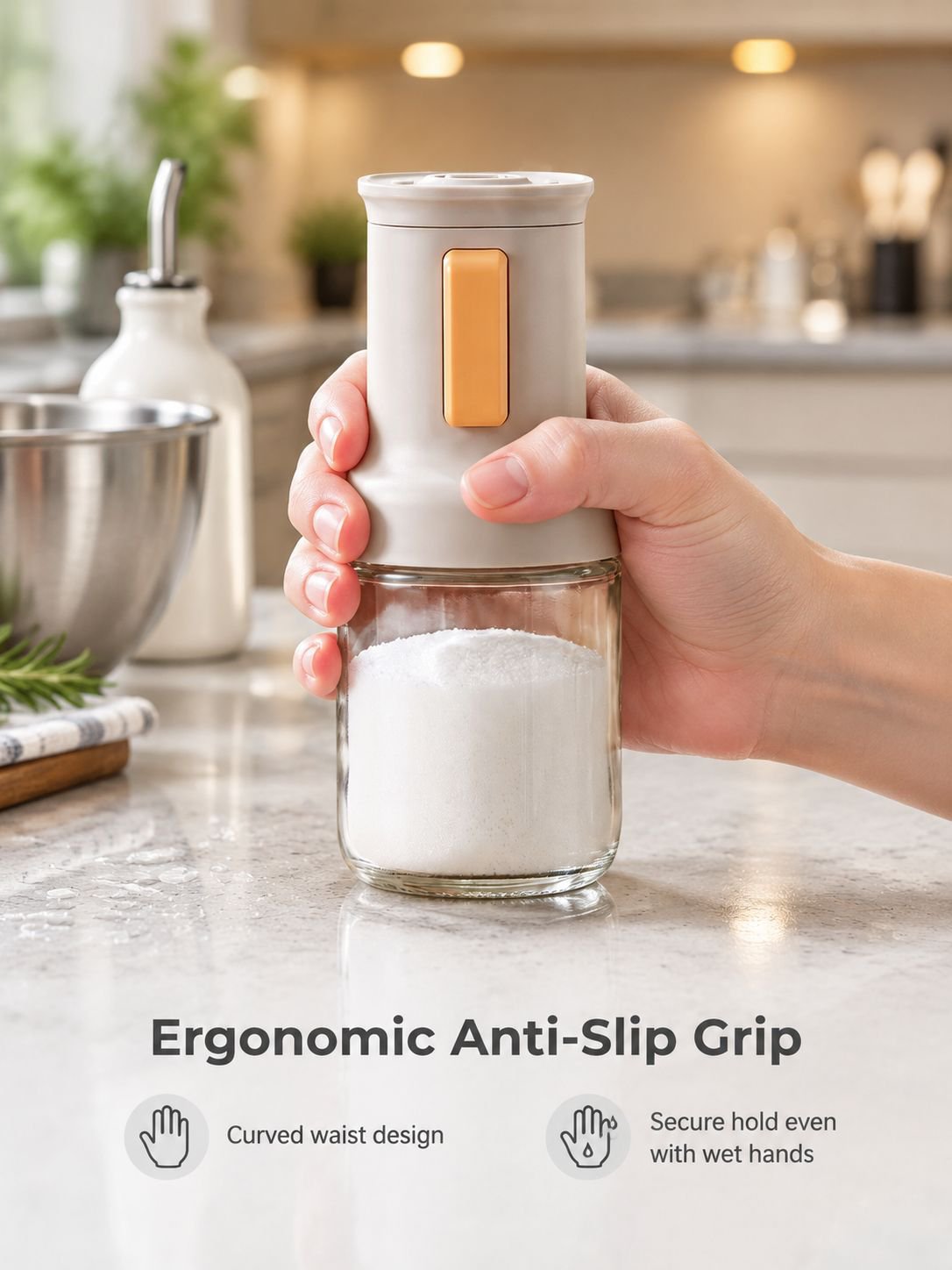 Refillable spice shaker container for salt pepper herbs and various seasonings