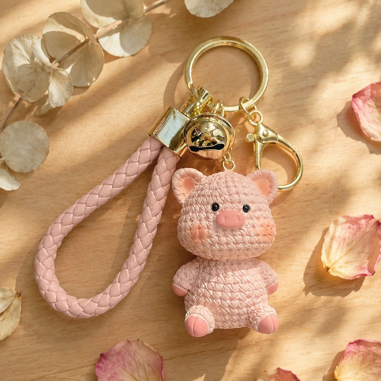 Llavero de cerdito adorable de resina, colgante para coche
