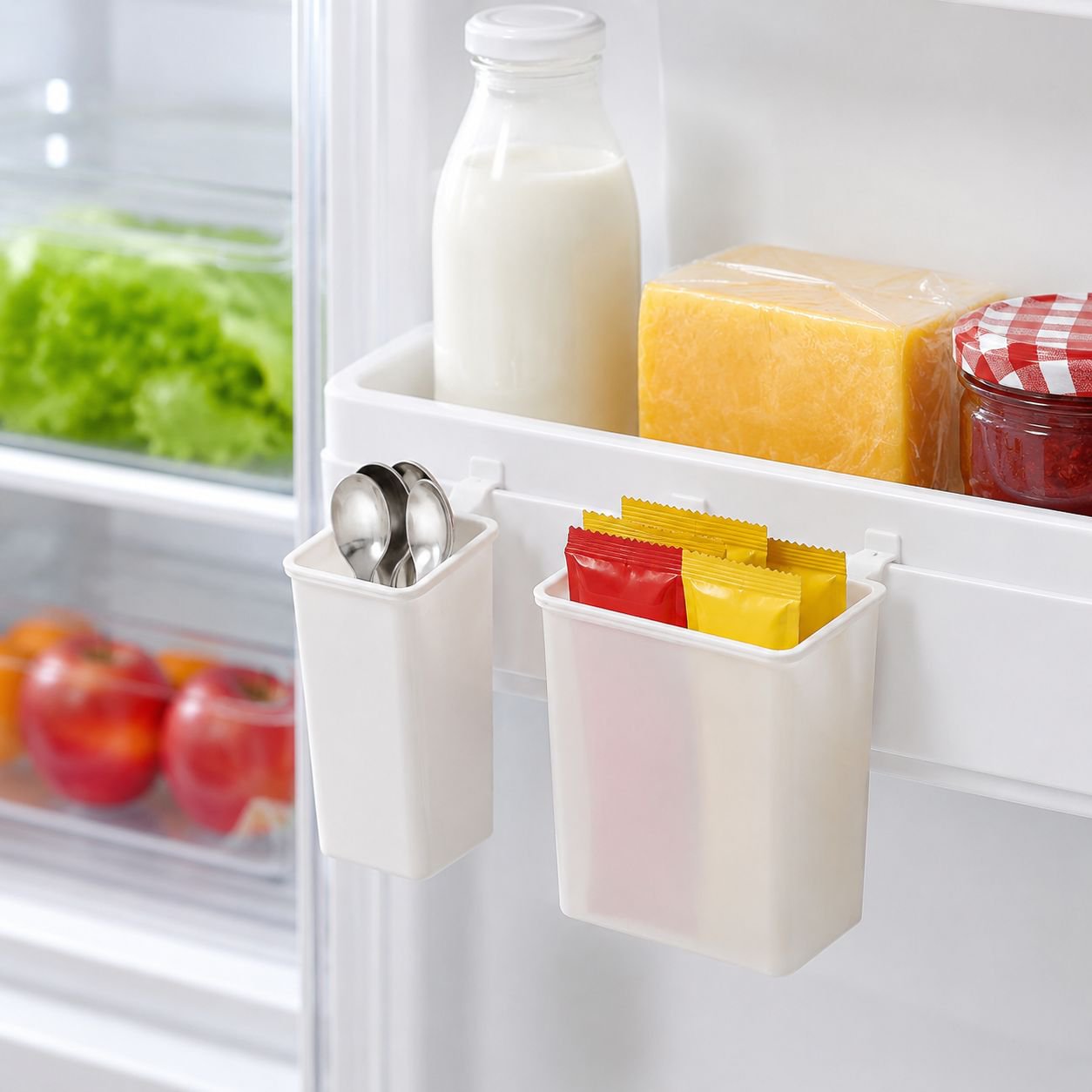 Hanging Cutlery Storage Rack for Refrigerator Side Door