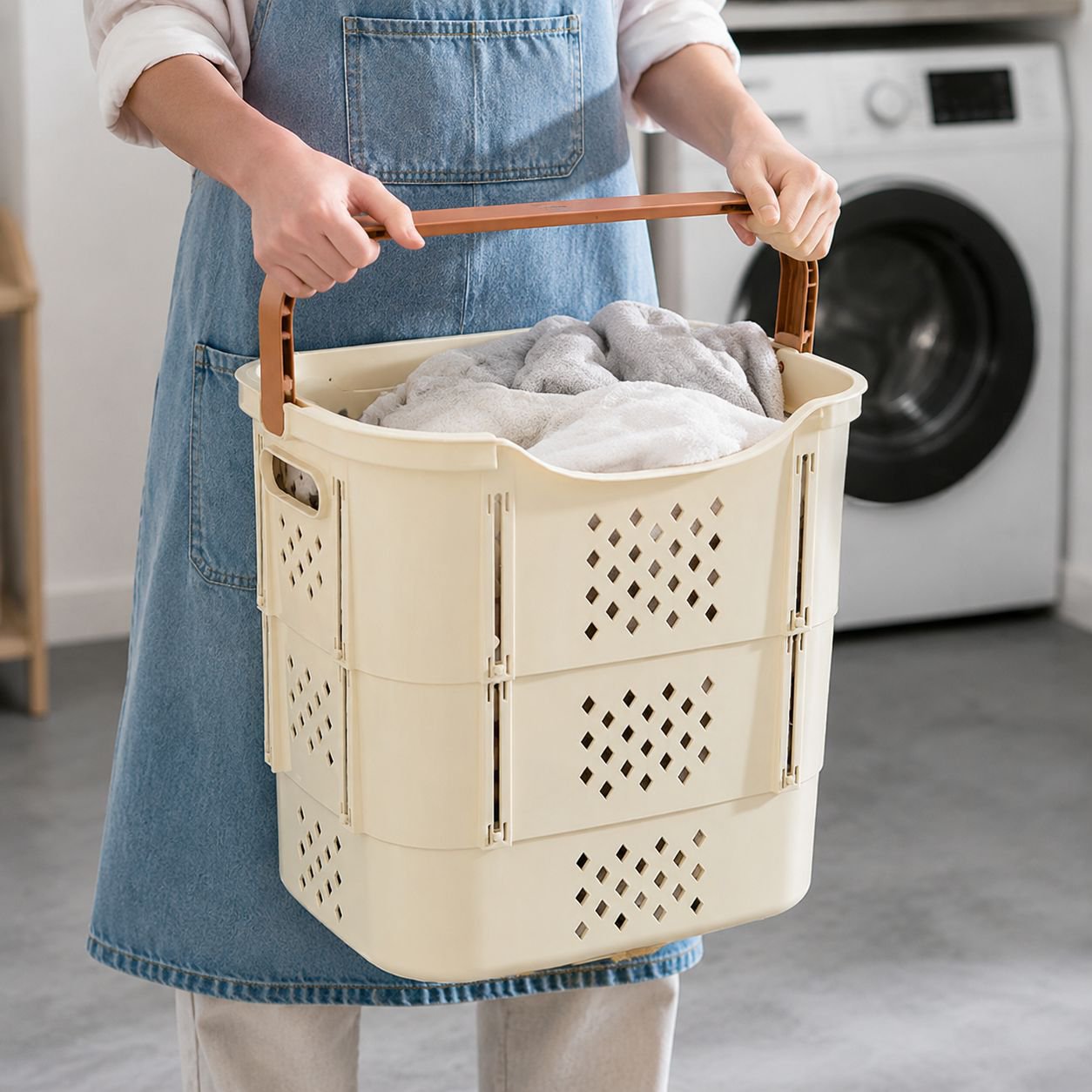Durable plastic clothes organizer basket for home use