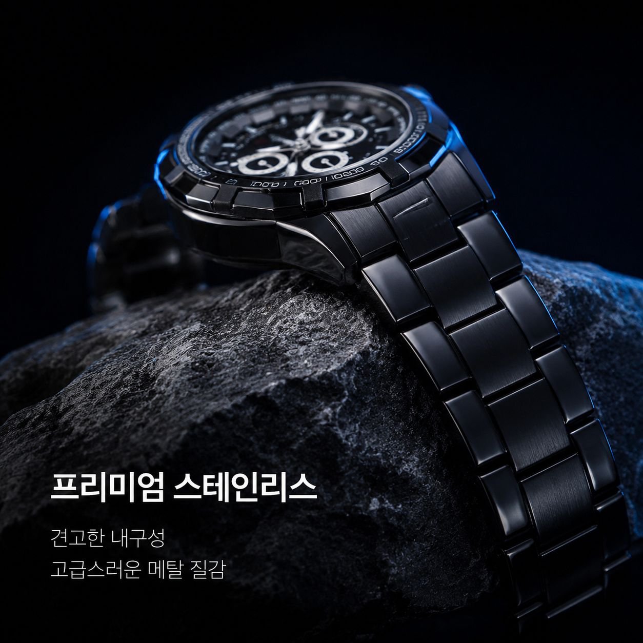 남성용 패션 쓰리아이 캘린더 쿼츠 시계