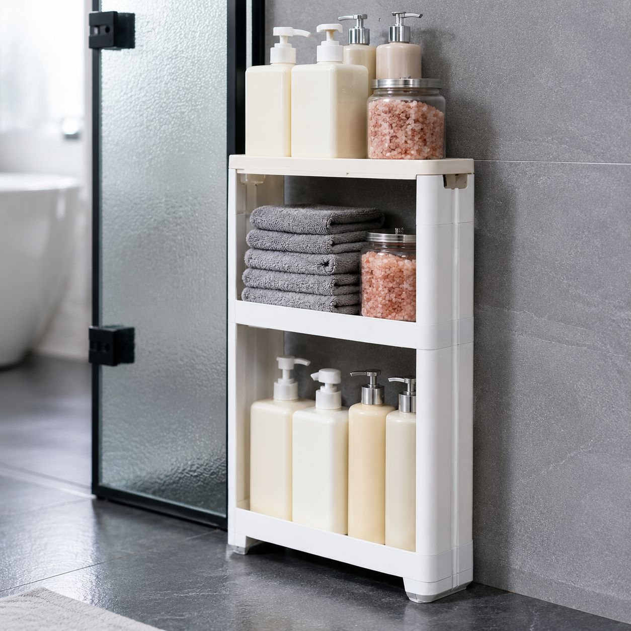 Slim bathroom cabinet fitting in small space