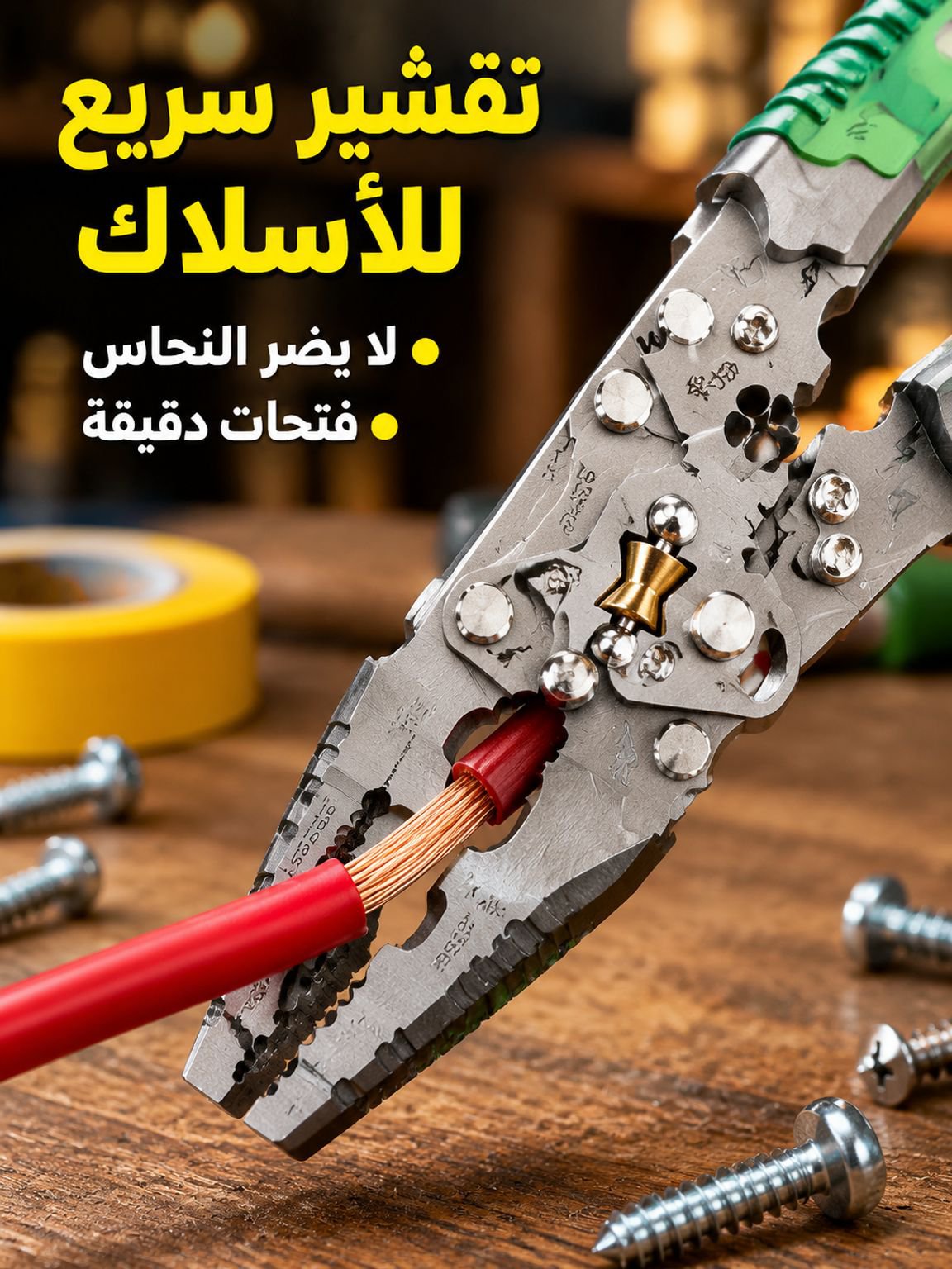【كماشة واحدة تكفي!】 كماشة متعددة الوظائف لتجريد الأسلاك، قلم كهربائي قابل للطي، ومفك براغي