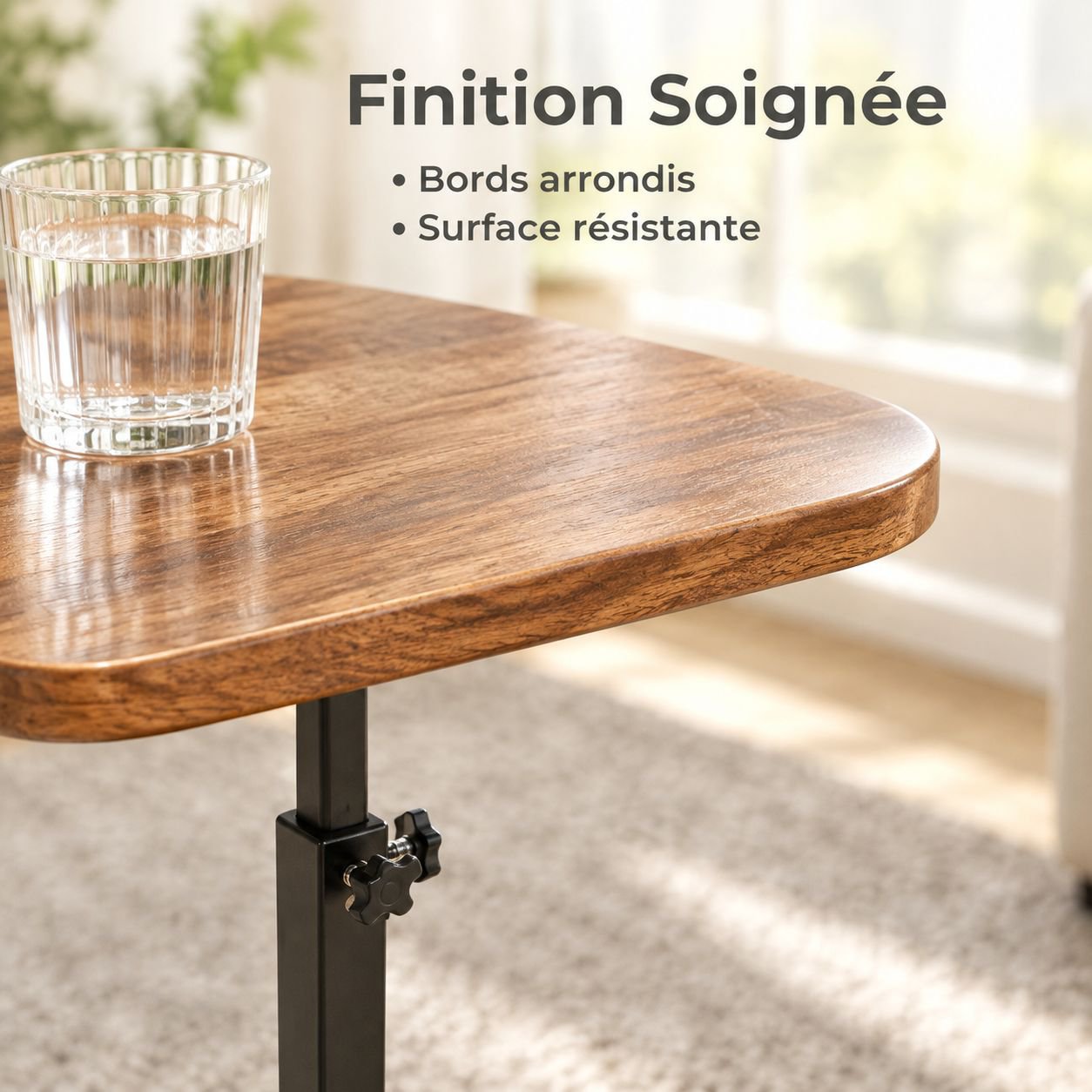 Table d'Appoint Réglable en Hauteur Bout de Canapé Mobile Petite Table Basse