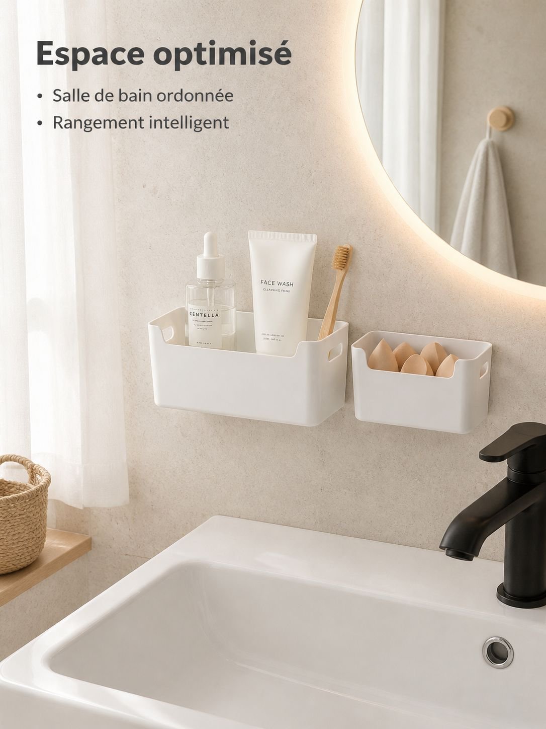Décoration et rangement avec boîte suspendue pour salle de bain