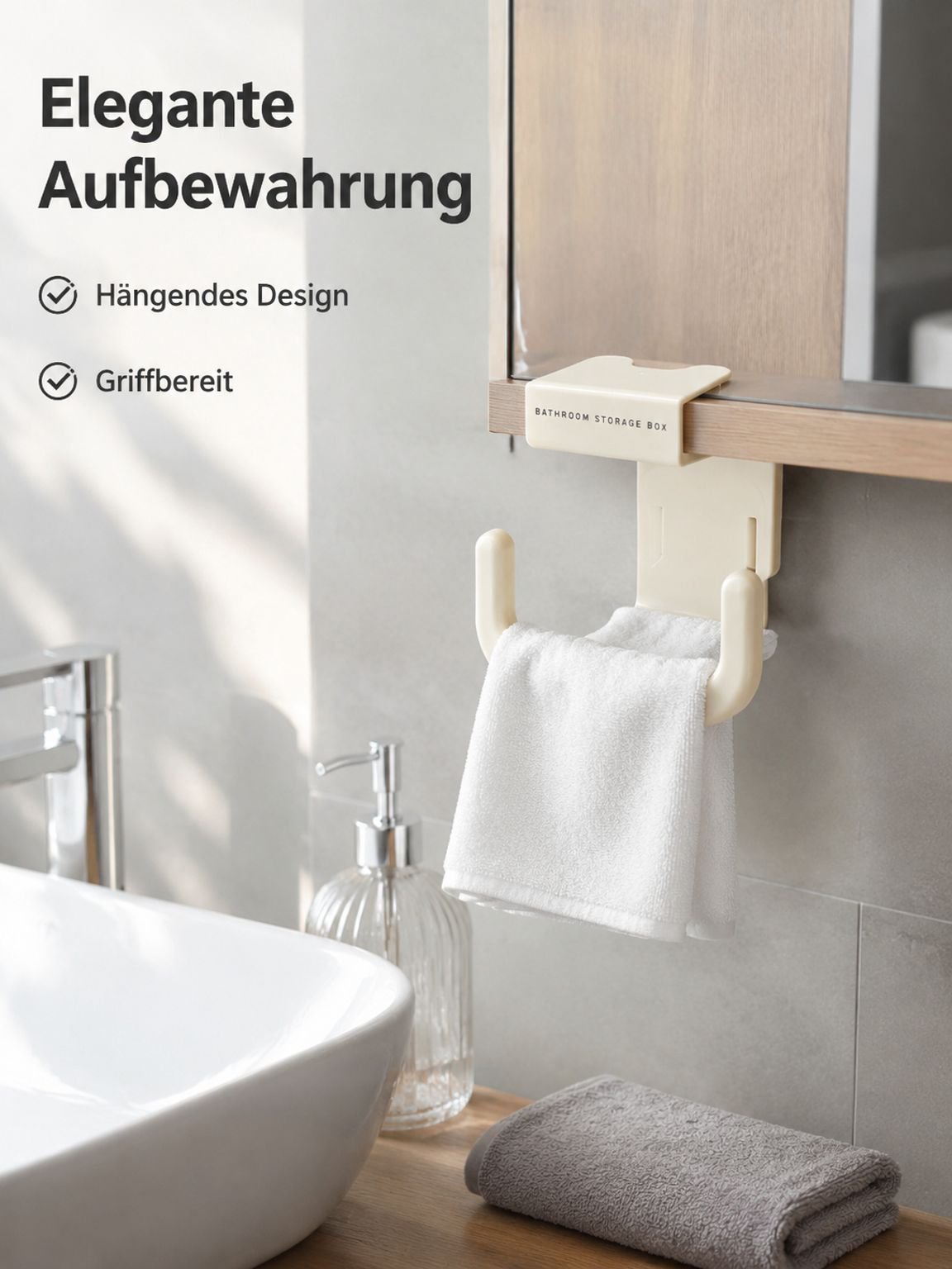 Badewagen mit Aufhängung für Papiertaschentücher und Gesichtstücher, ohne Bohren, Aufbewahrungsbox, 