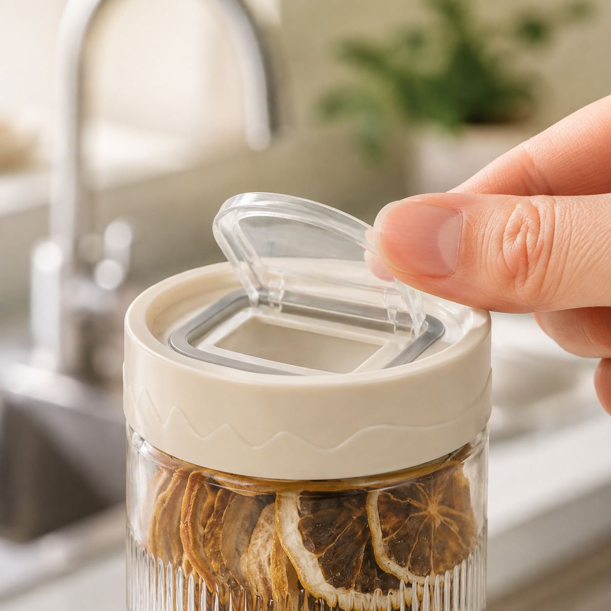 Clear food storage container for grains and snacks