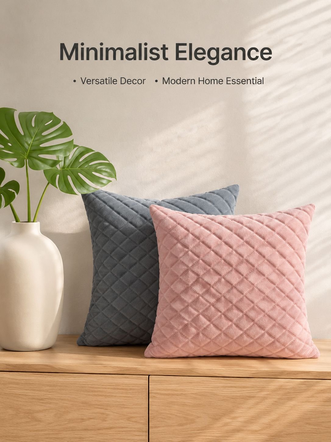 Plain quilted throw pillow