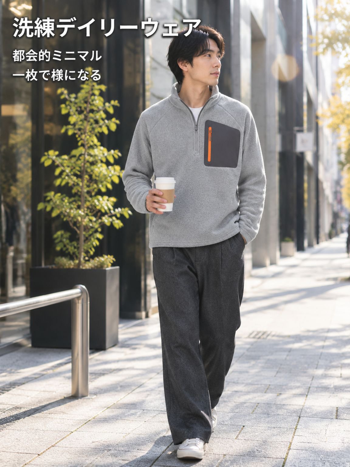 厚手トレンド重厚感ハーフジップスウェット