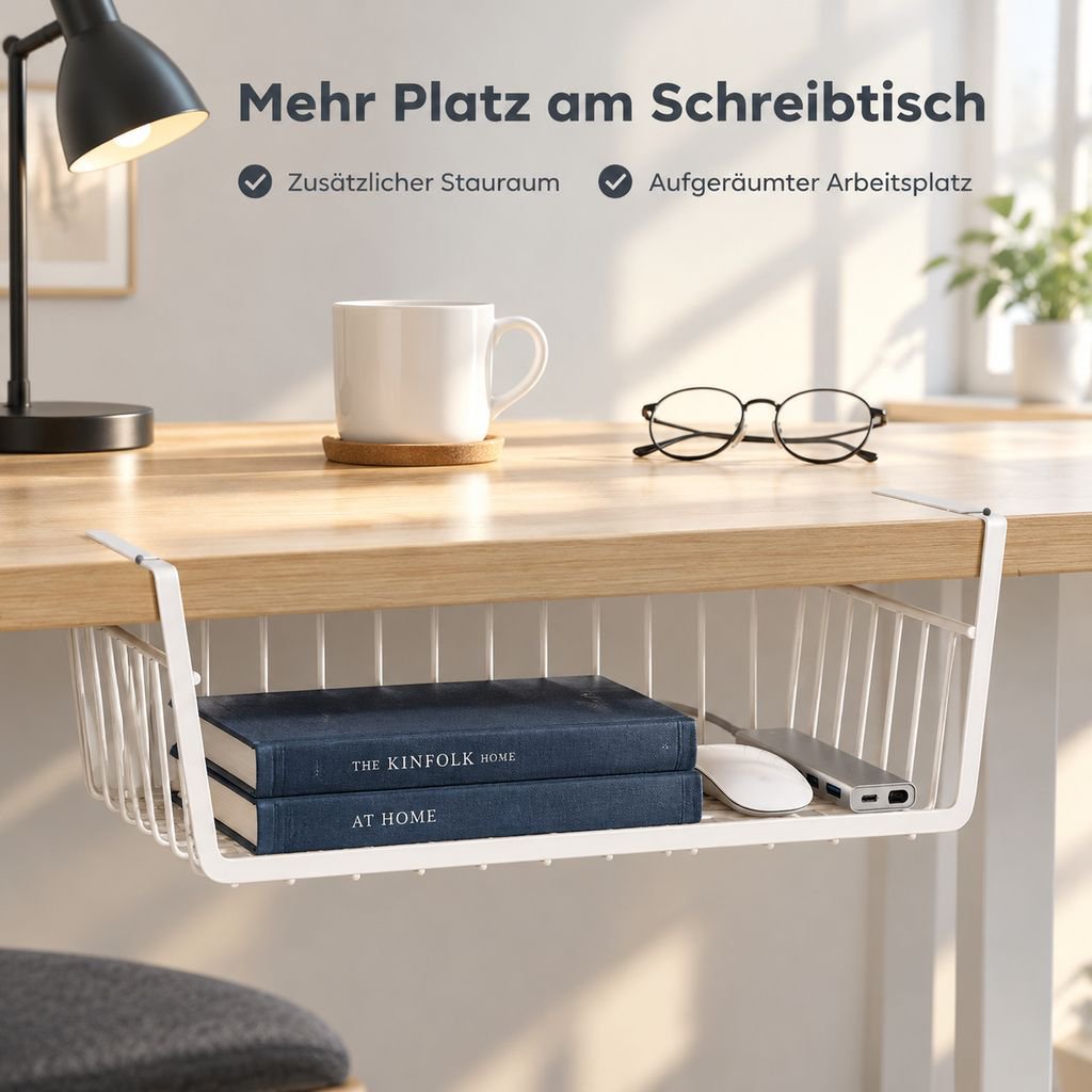 Hängekorb Unterbauregal Schrank Hängeablage Organizer Drahtkorb für Schreibtisch