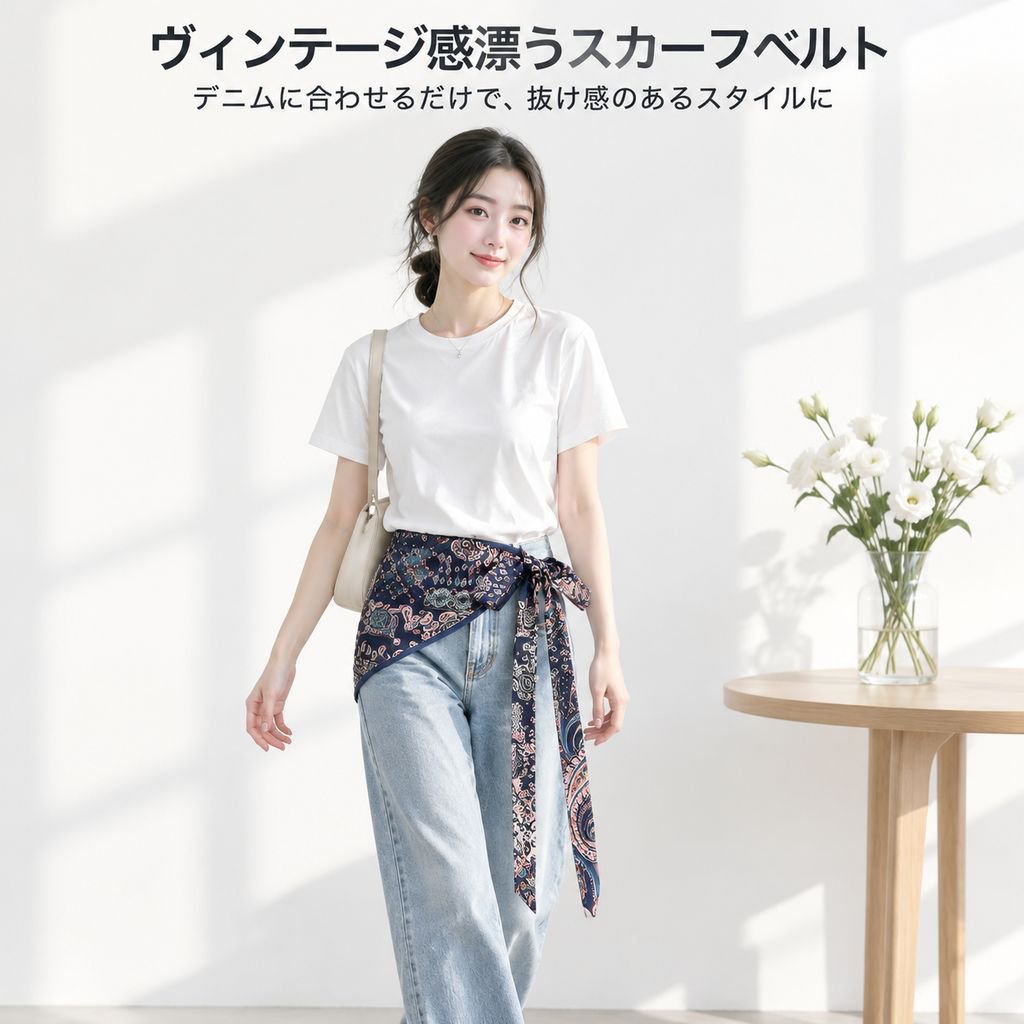 スカーフベルト女性用装飾パンツコーディネート
