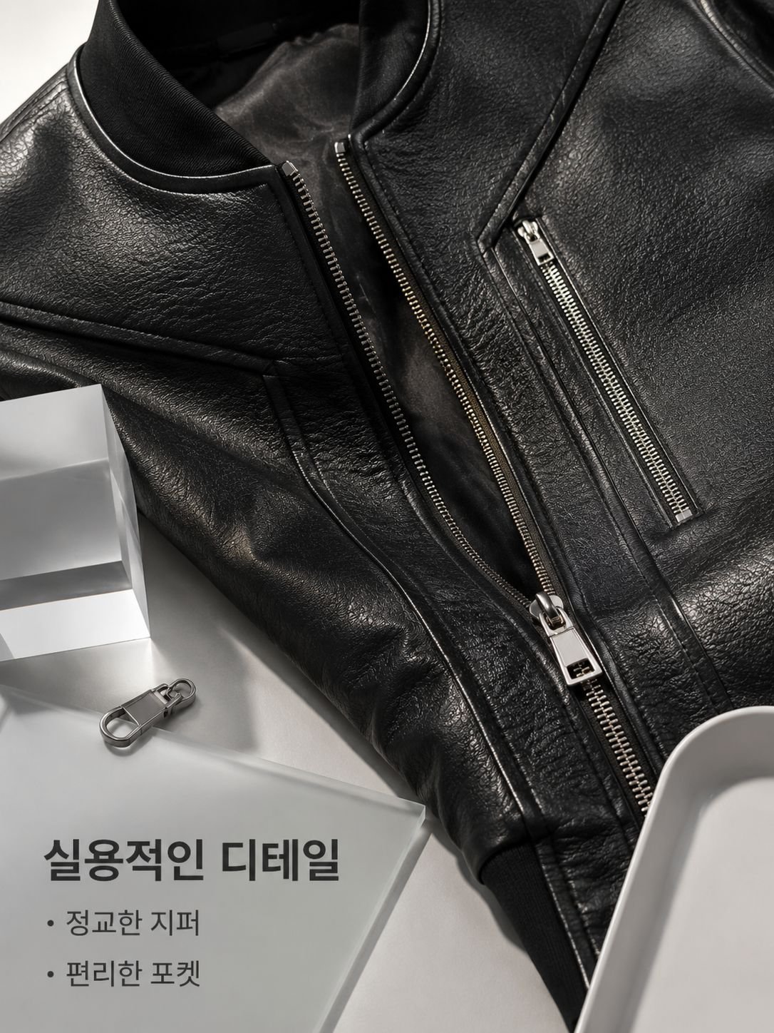 남성 아메리칸 스타일 가죽 바이커 자켓