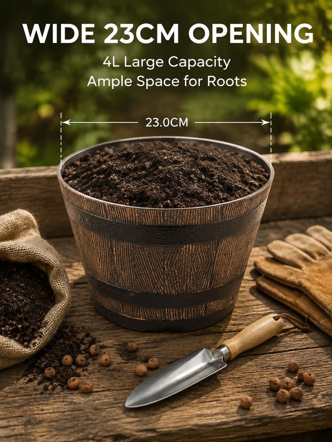 Thickened Wooden Barrel Flower Pot