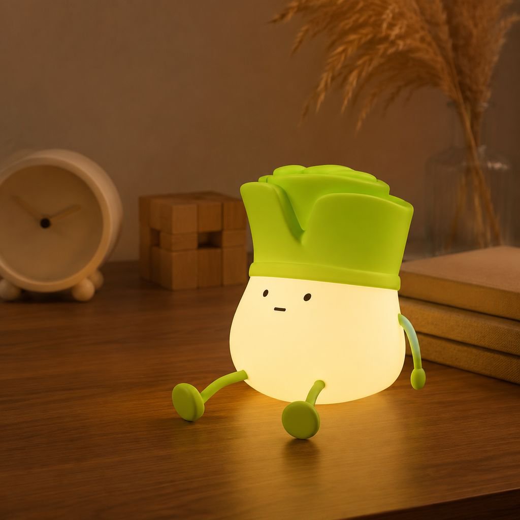 Bedroom decor with green onion night light