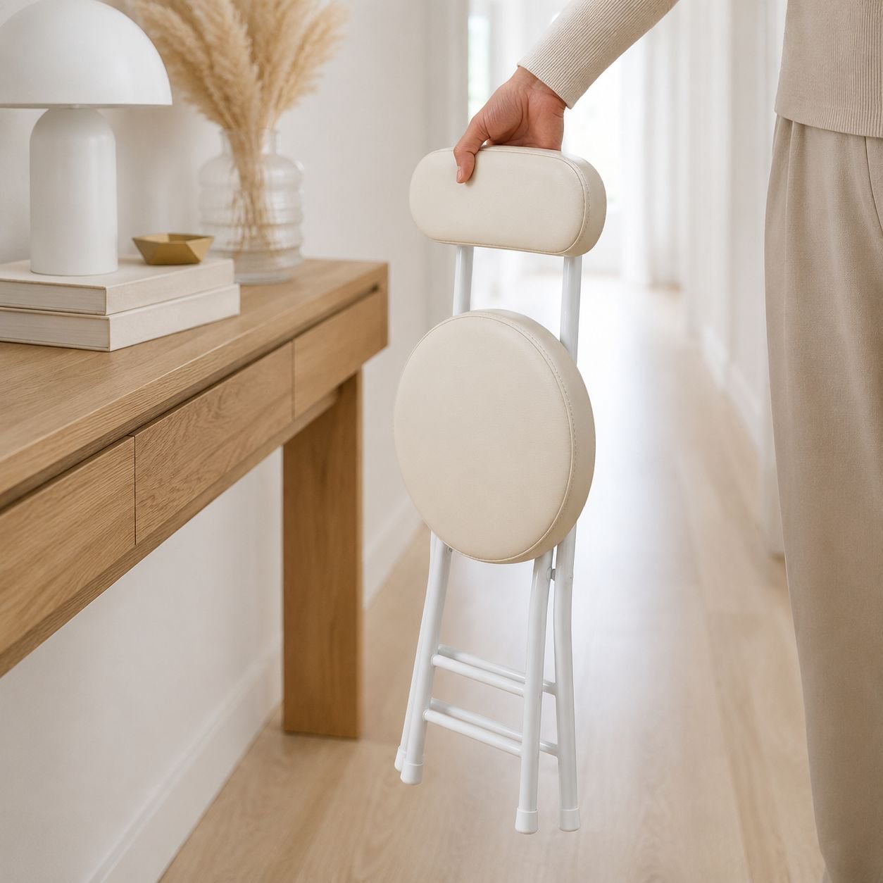 Durable tubular folding chair for home