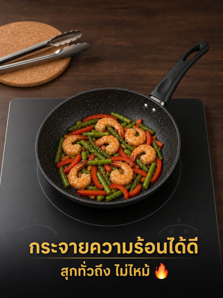 กระทะหินทางการแพทย์แบบไม่ติด กระทะทอดควันน้อยพิเศษ