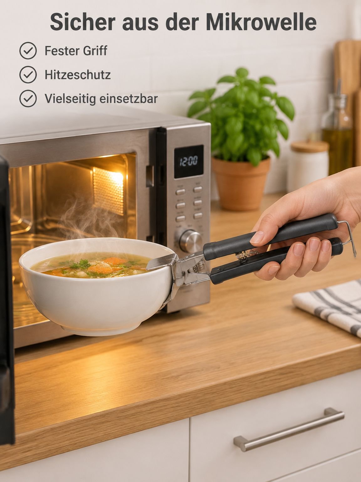 Multifunktionale Tellerzange für Dampfgarer