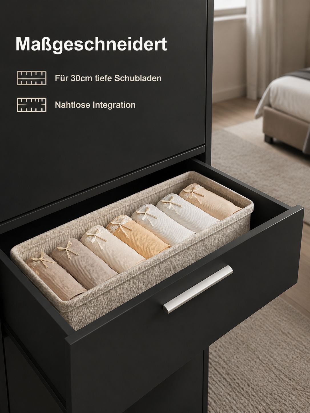 Platzsparende Unterwäsche Aufbewahrungsbox in Grau