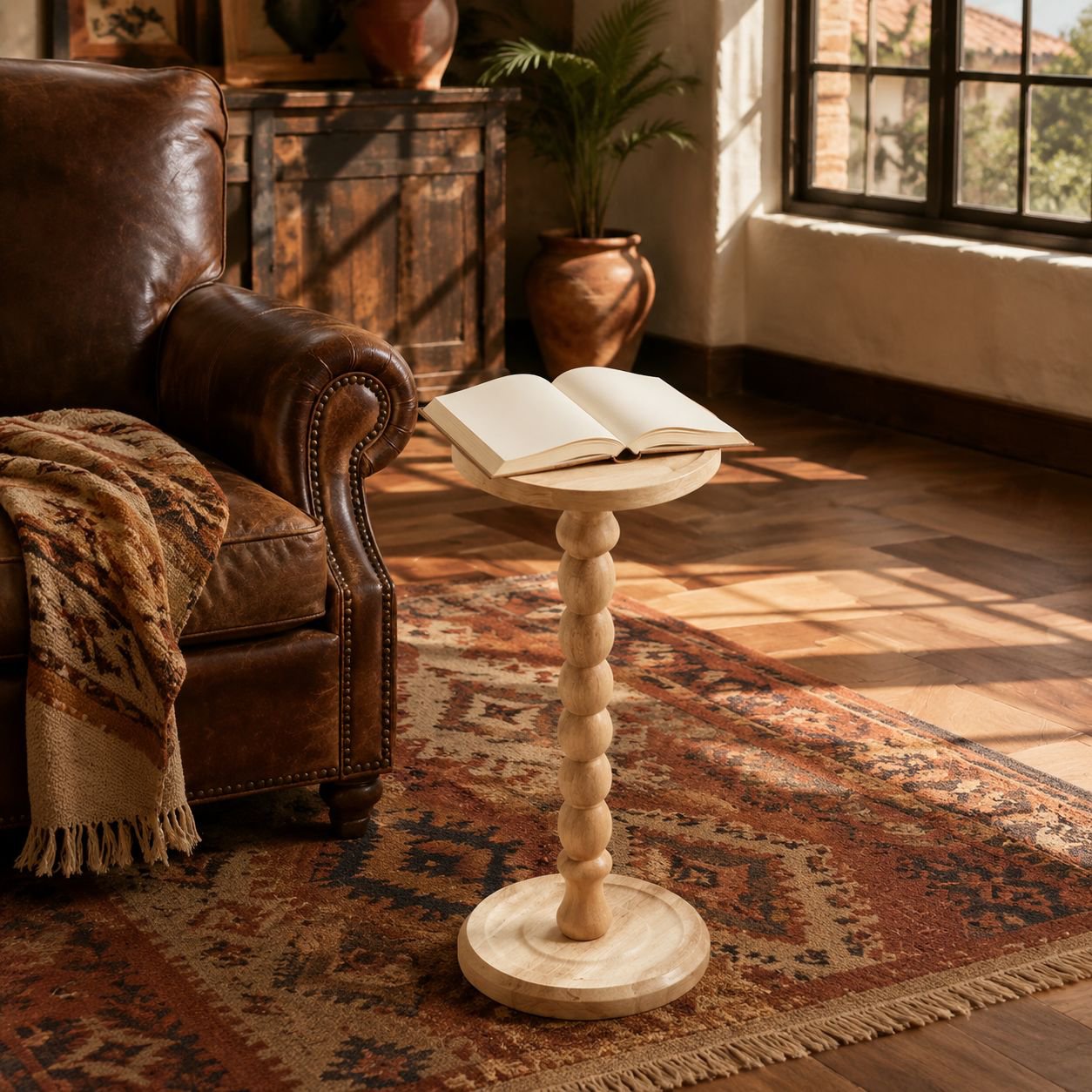 Mesa auxiliar de madera maciza de estilo retro americano