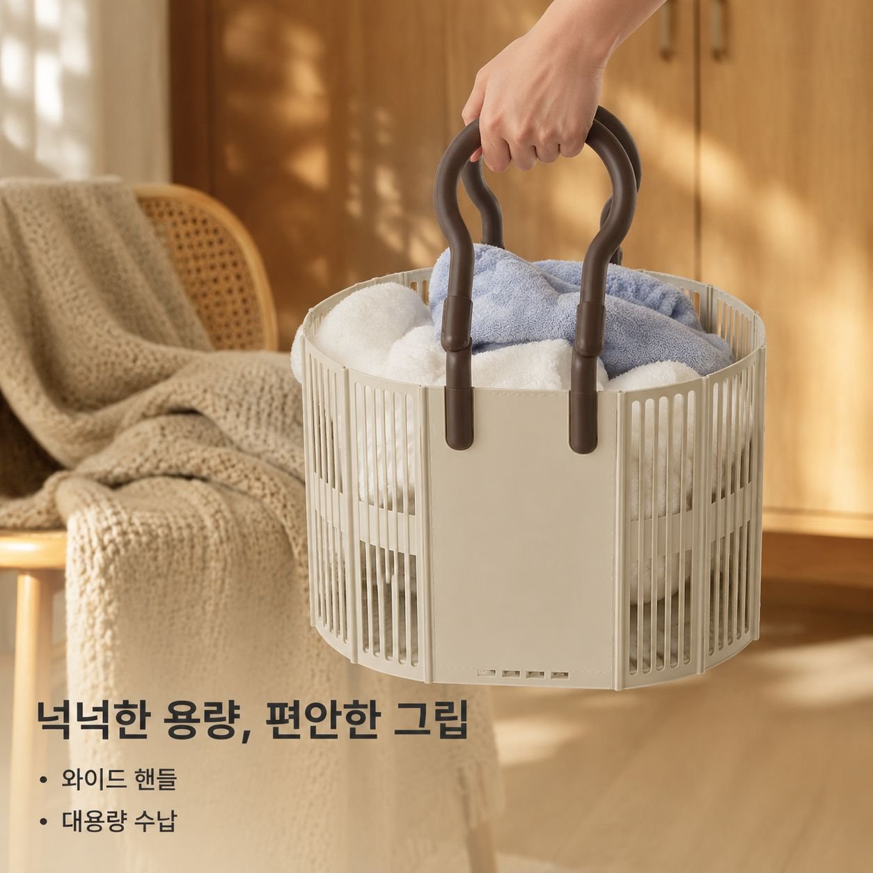 다기능 손잡이 오픈형 빨래바구니