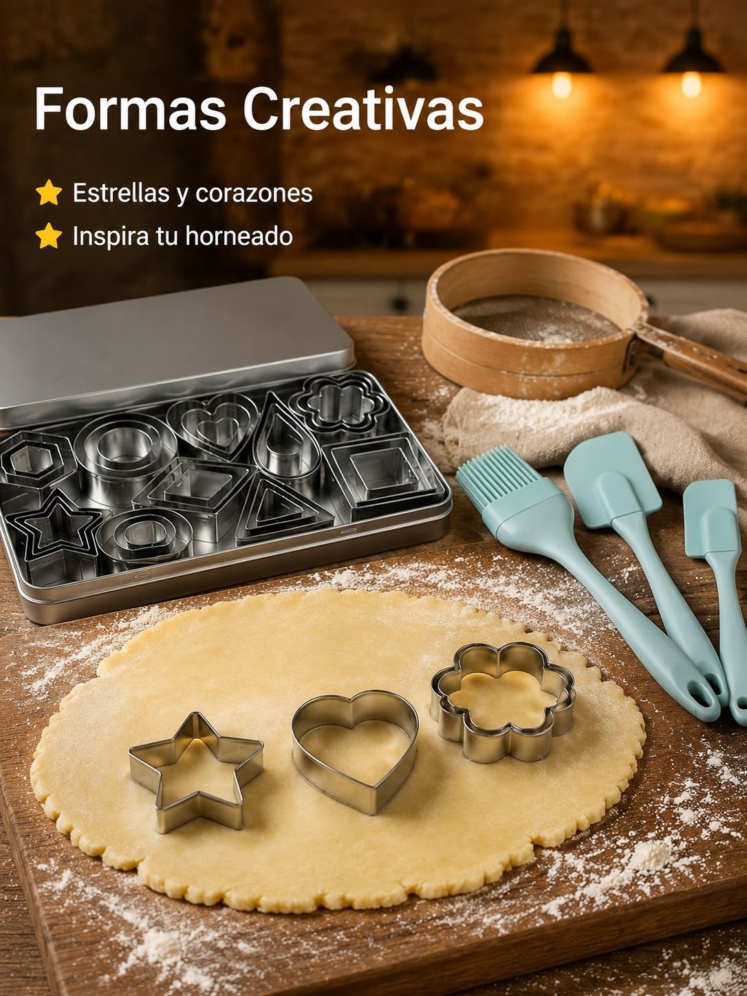 Cortadores de galletas de acero inoxidable, moldes para galletas caseras y pasteles