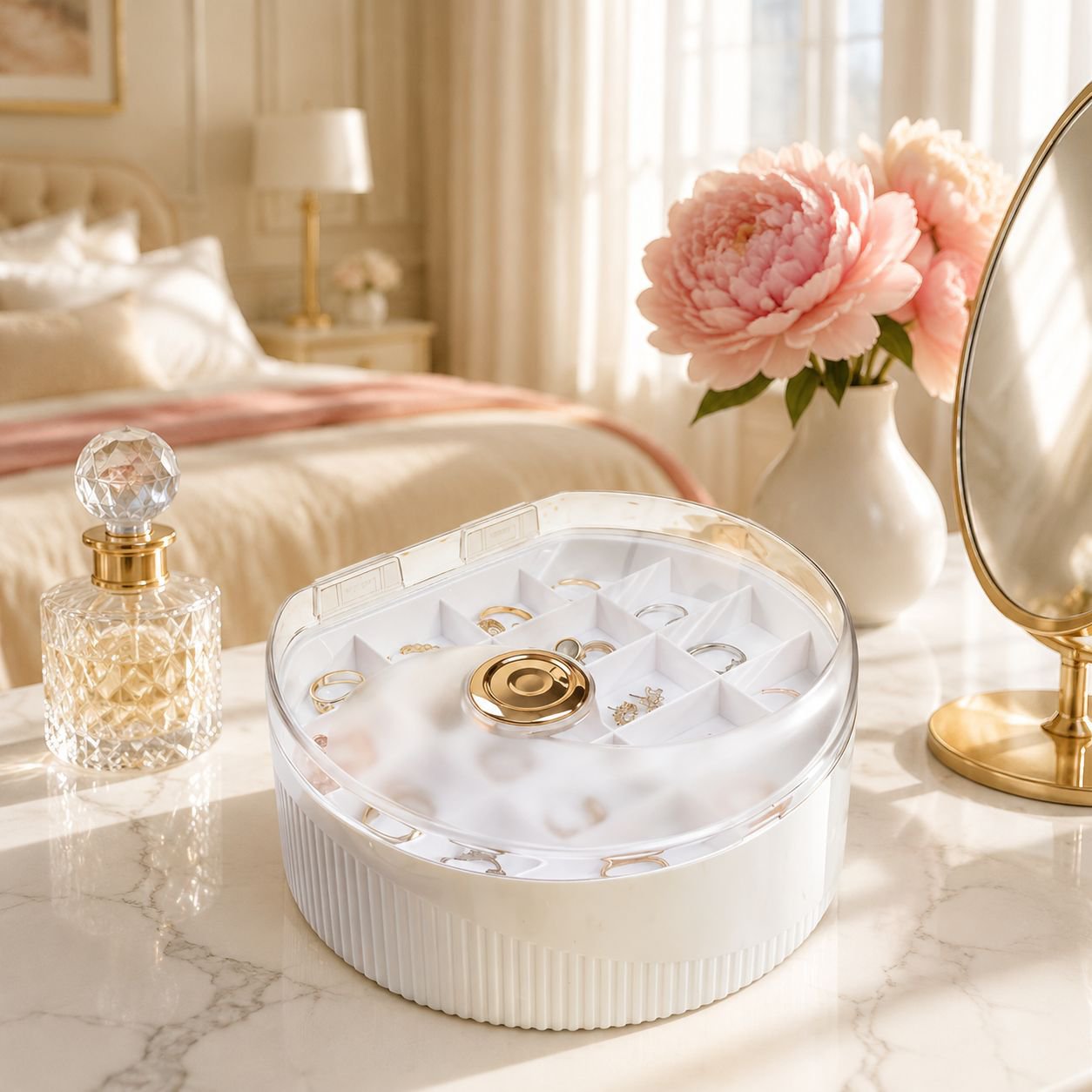 High-end Double-layer Portable Jewelry Box Earrings Necklace Storage