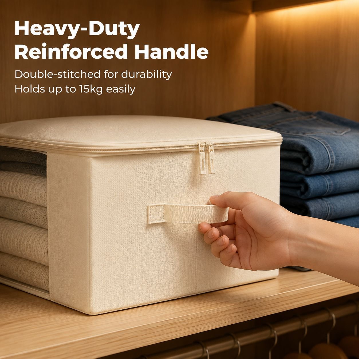 Cotton and linen foldable transparent fabric clothing storage box