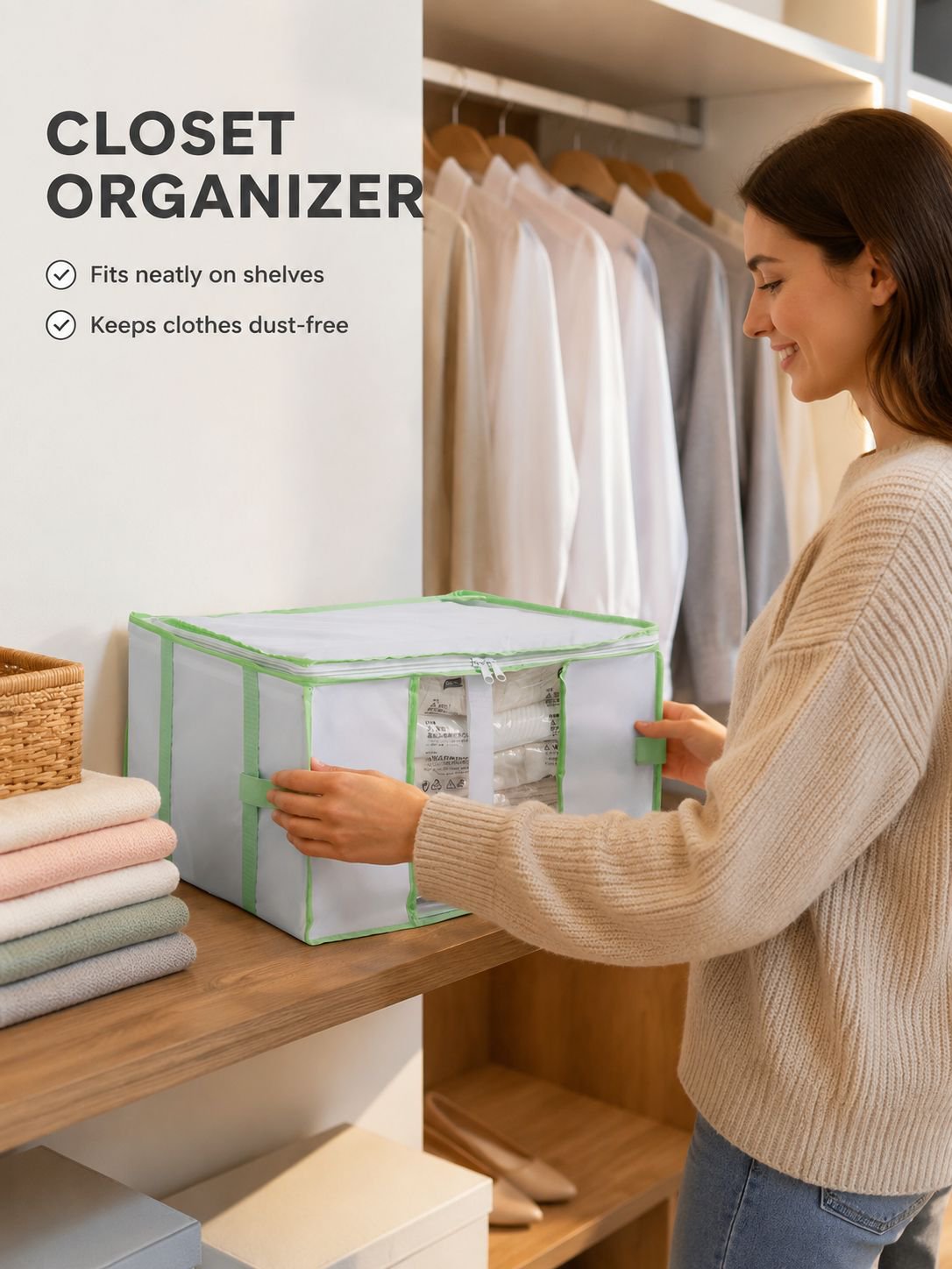 [Under-Bed Storage Box] Tailee Vacuum Compression Storage Box, Organizer, Oxford Cloth Clothing & Qu
