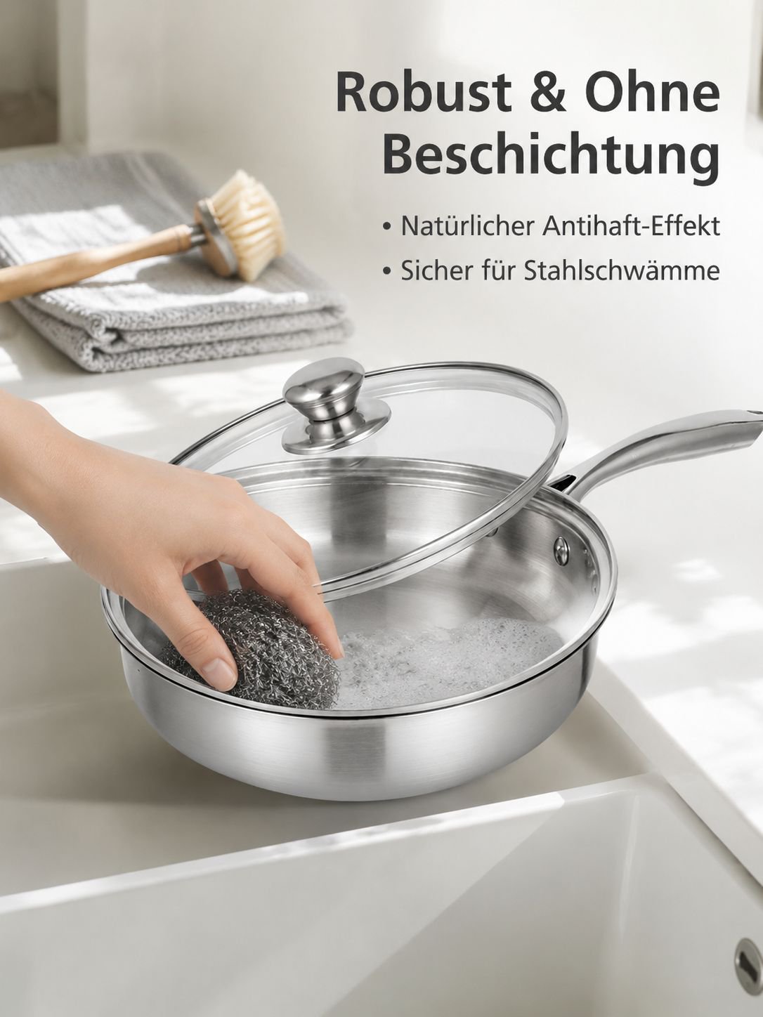Edelstahl-Pfanne ohne Beschichtung aus Tsubame-Sanjo Handwerkskunst