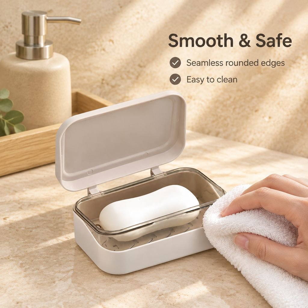 User-friendly non-drilling soap case in use