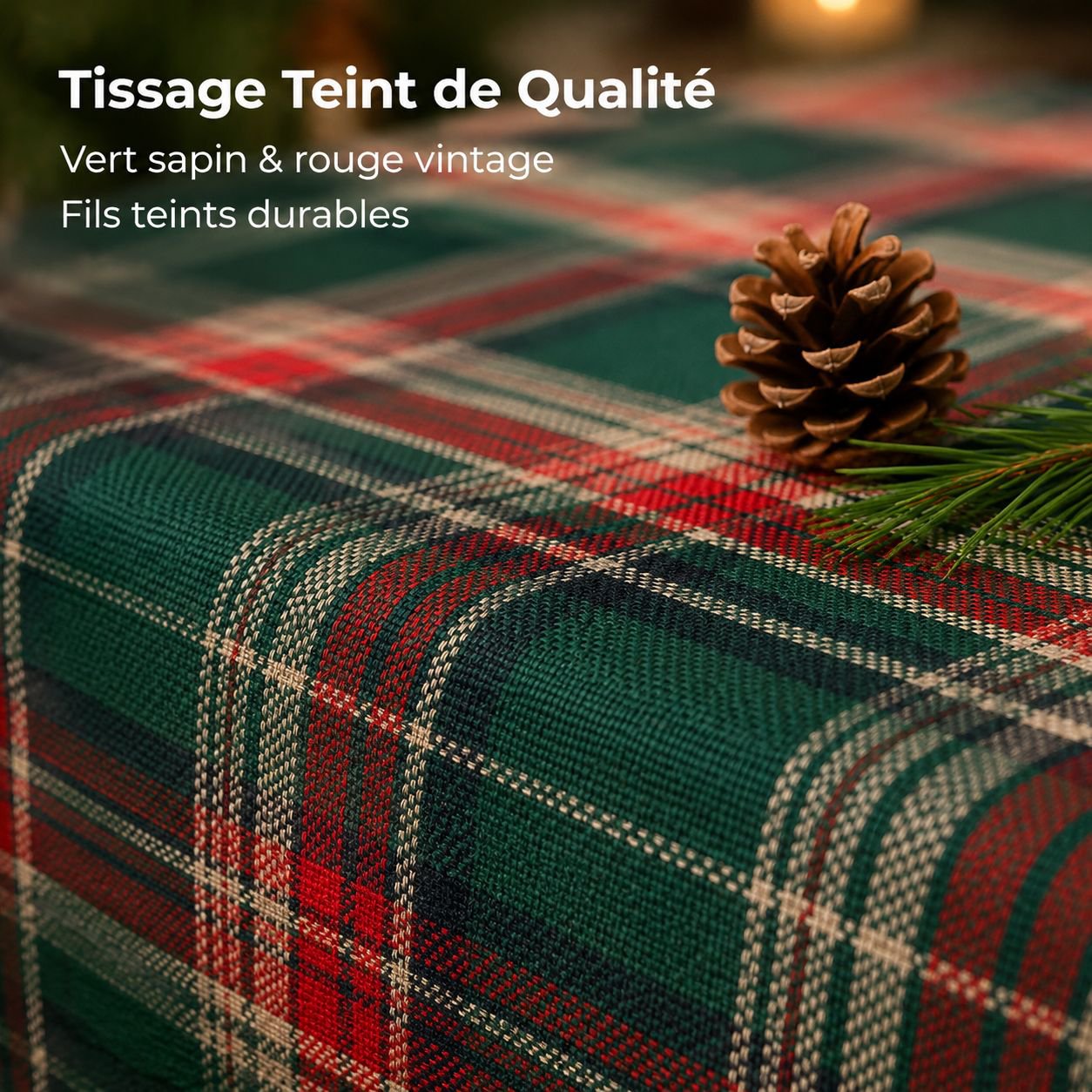 Nappe de noël à carreaux verts américains, nappe haut de gamme, pour table basse