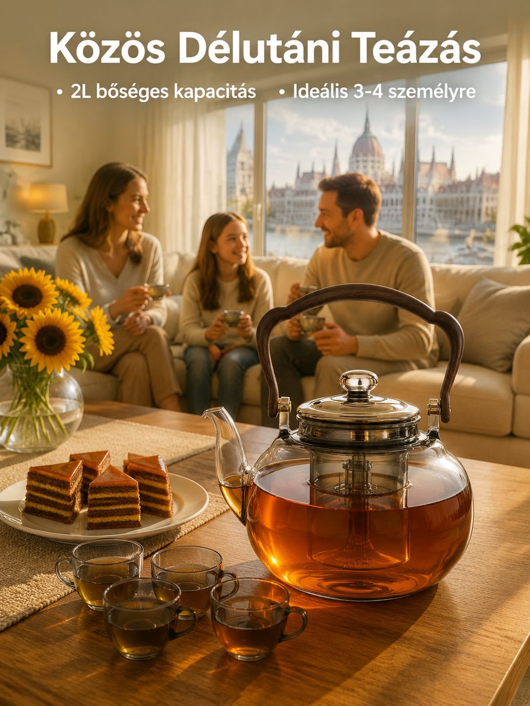 Hőálló magas bórszilikát üveg teáskészlet