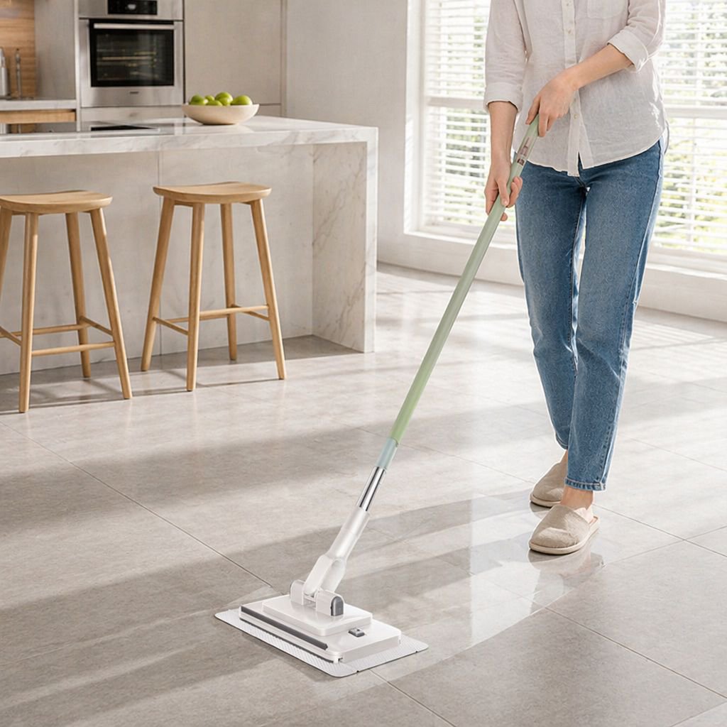 Effortless floor cleaning with hands-free flat mop