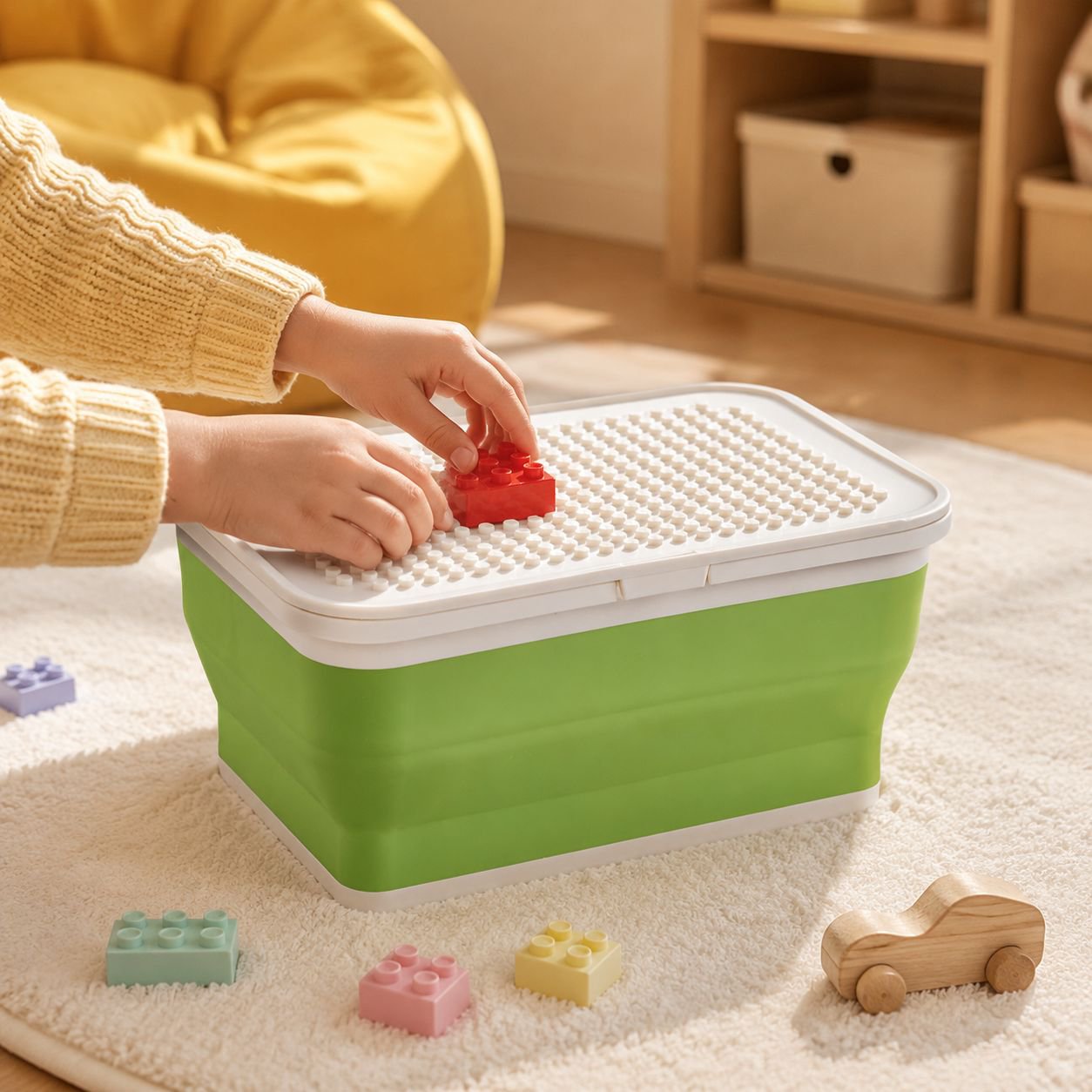 Children's Silicone Block Storage Organizer Toy Sorting Box