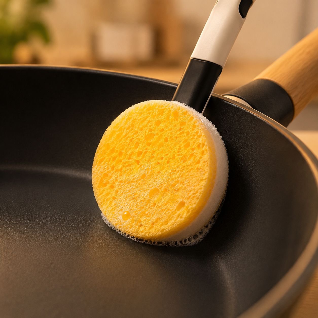 Cepillo de algodón para ollas con mango largo para cocina, limpiador doméstico, borrador mágico