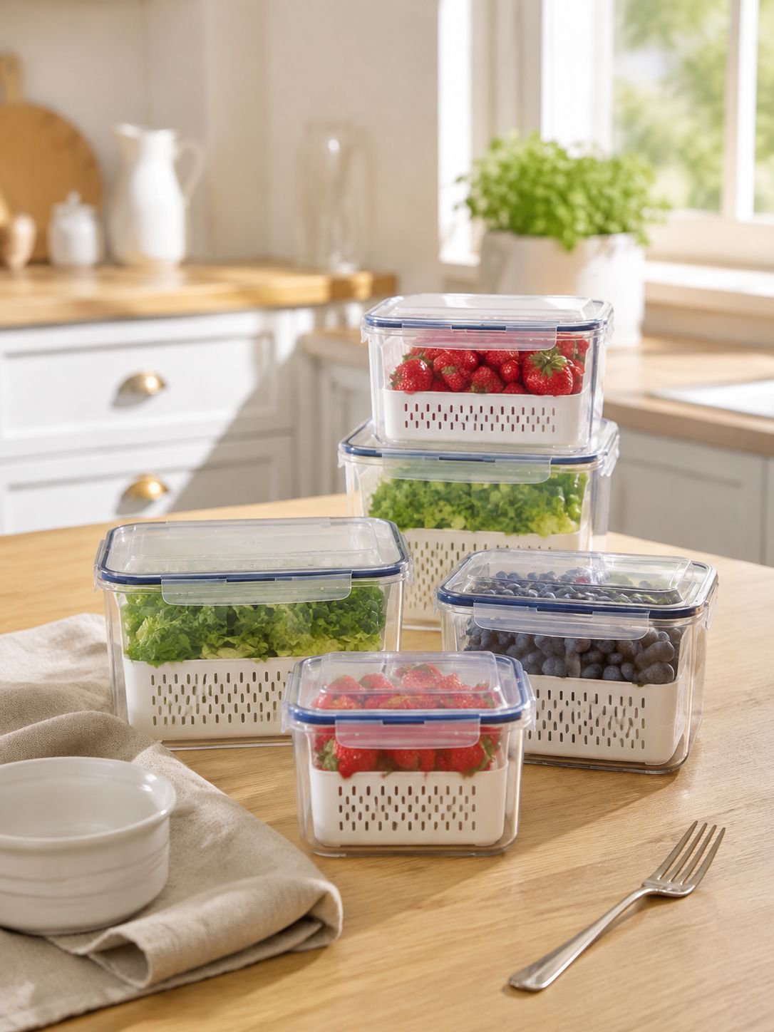 Panier égouttoir et récipient de conservation des aliments