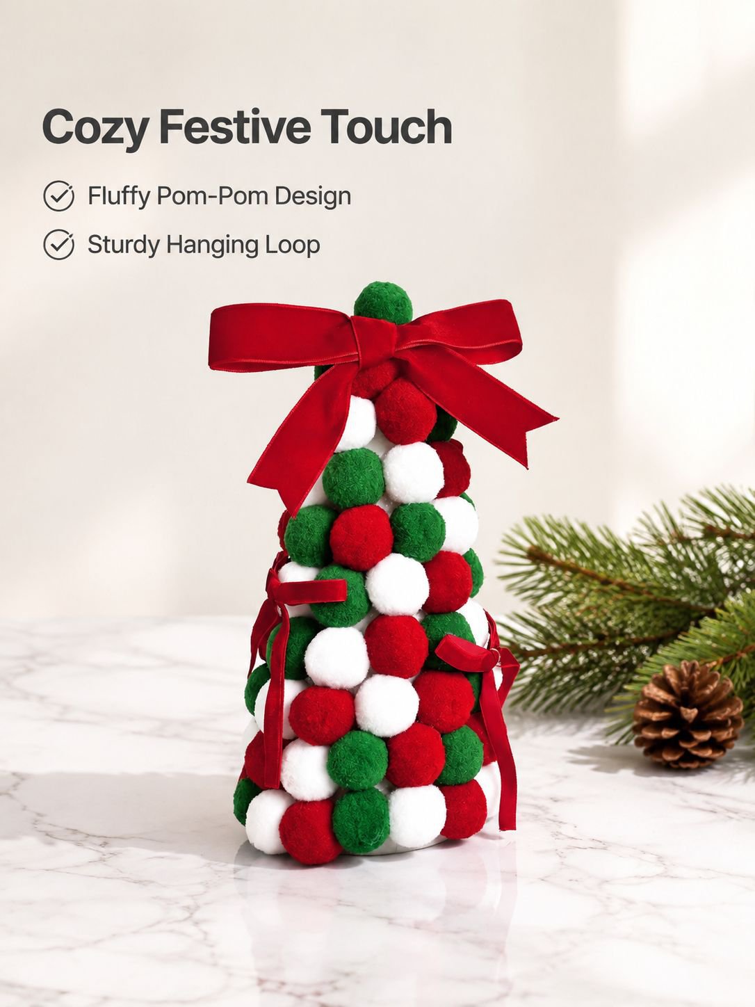 Pom-pom Christmas tree decorations