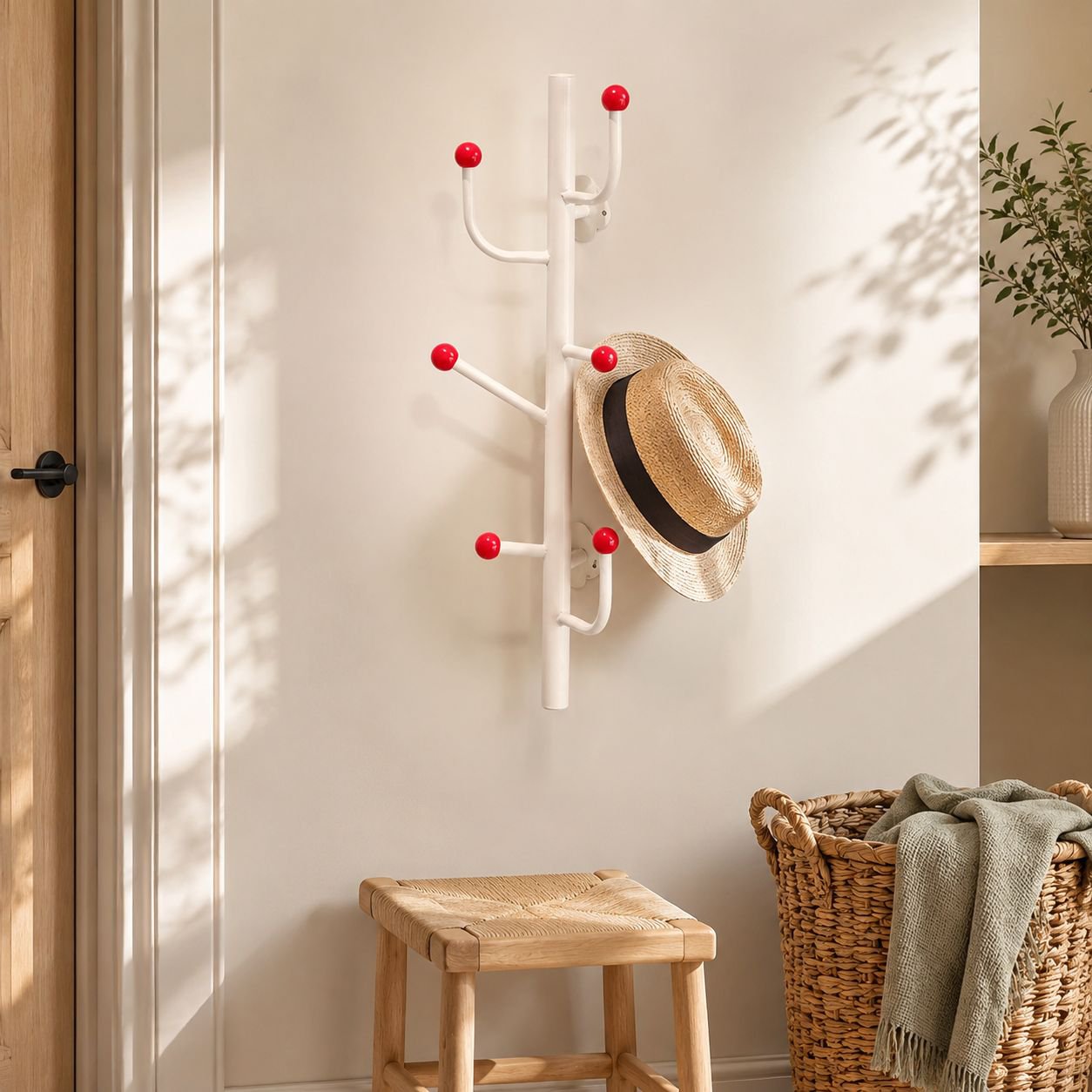 Damage-free adhesive coat rack for apartment walls