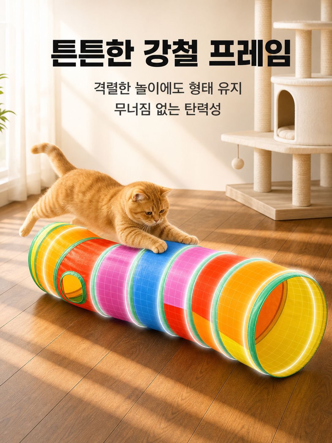 무지개색 고양이 놀이 터널