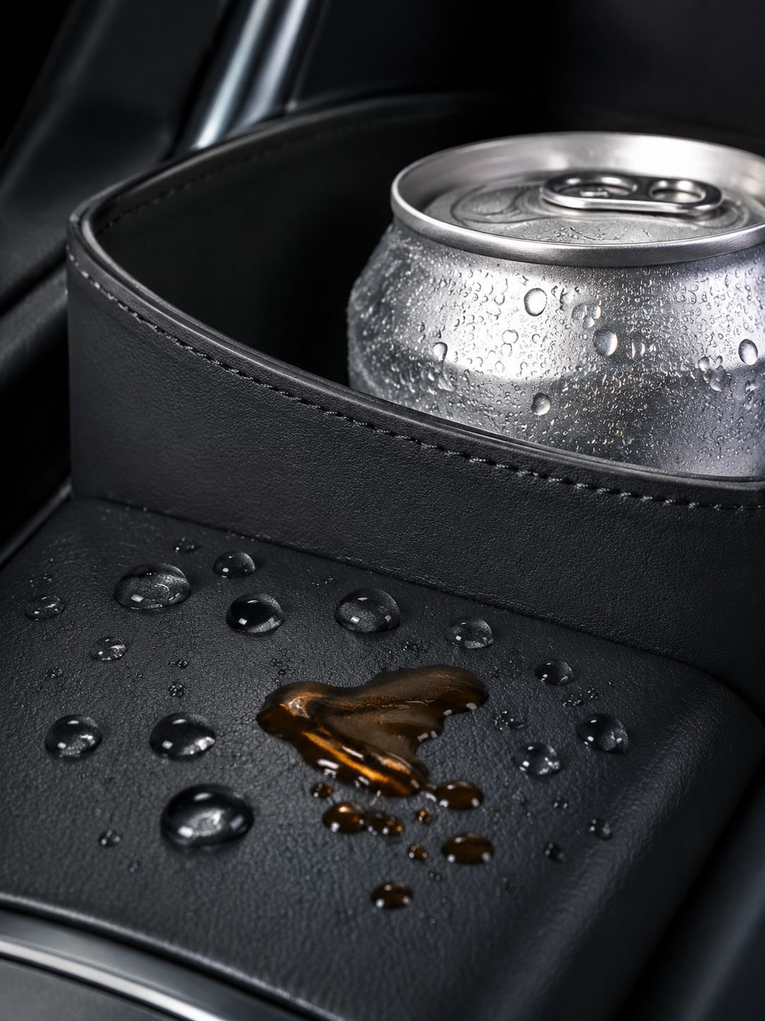 Close-up of multifunctional car storage compartments