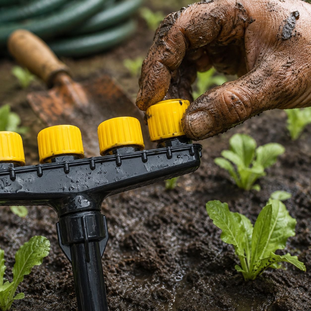 High-flow garden hose with multiple sprinkler settings