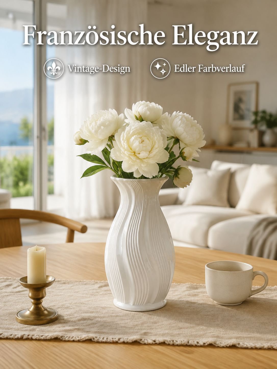 Vintage französische Kunststoffvase mit Farbverlauf für Kunstblumen